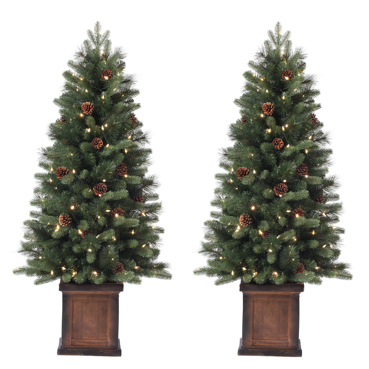 4.5 Ft. Brookdale Fir Potted Porch Tree (Set of 2)