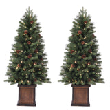 4.5 Ft. Brookdale Fir Potted Porch Tree (Set of 2)