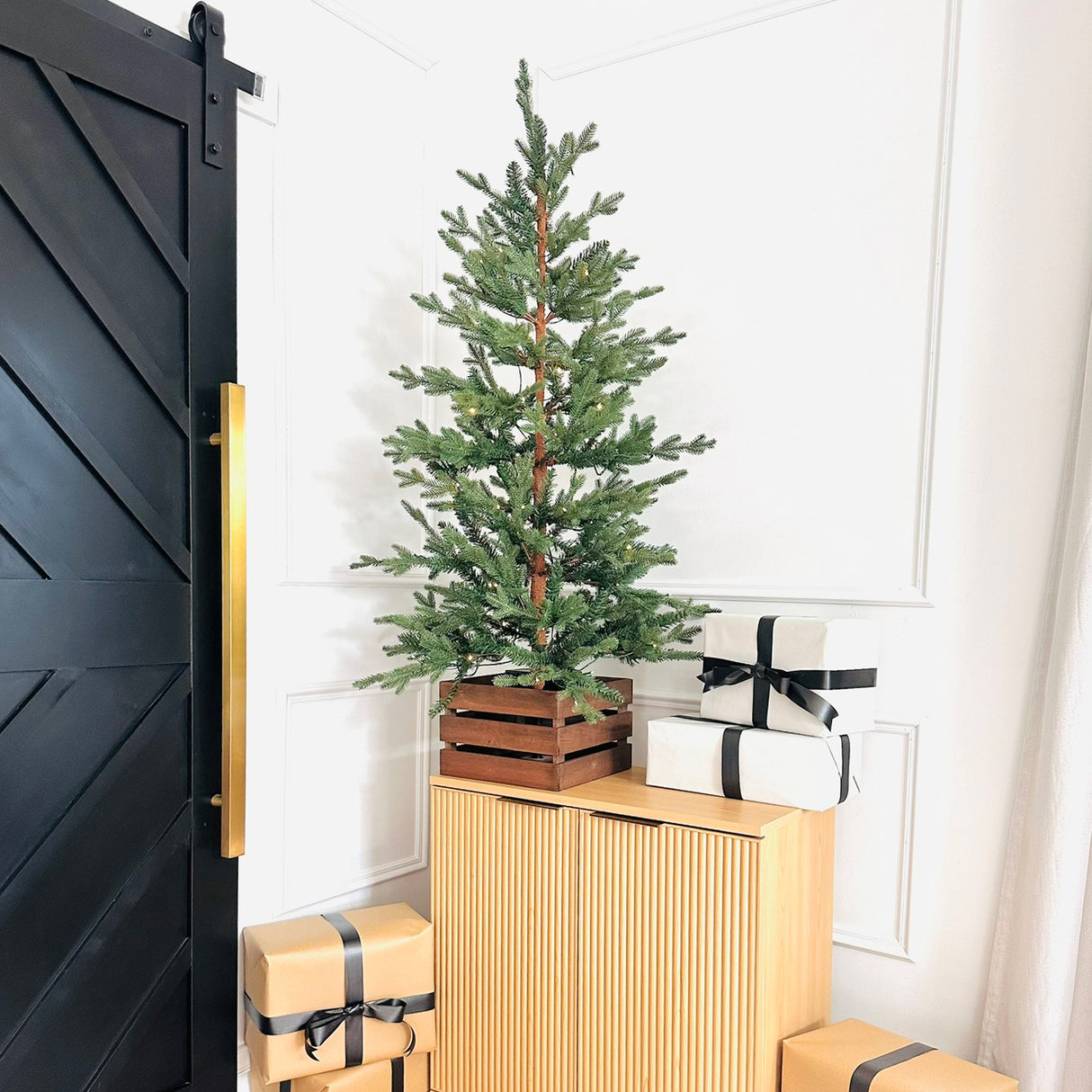 4.5 Ft. Alberta Alpine Potted Tree with 120 Warm White LED Lights - Twinkle and Steady