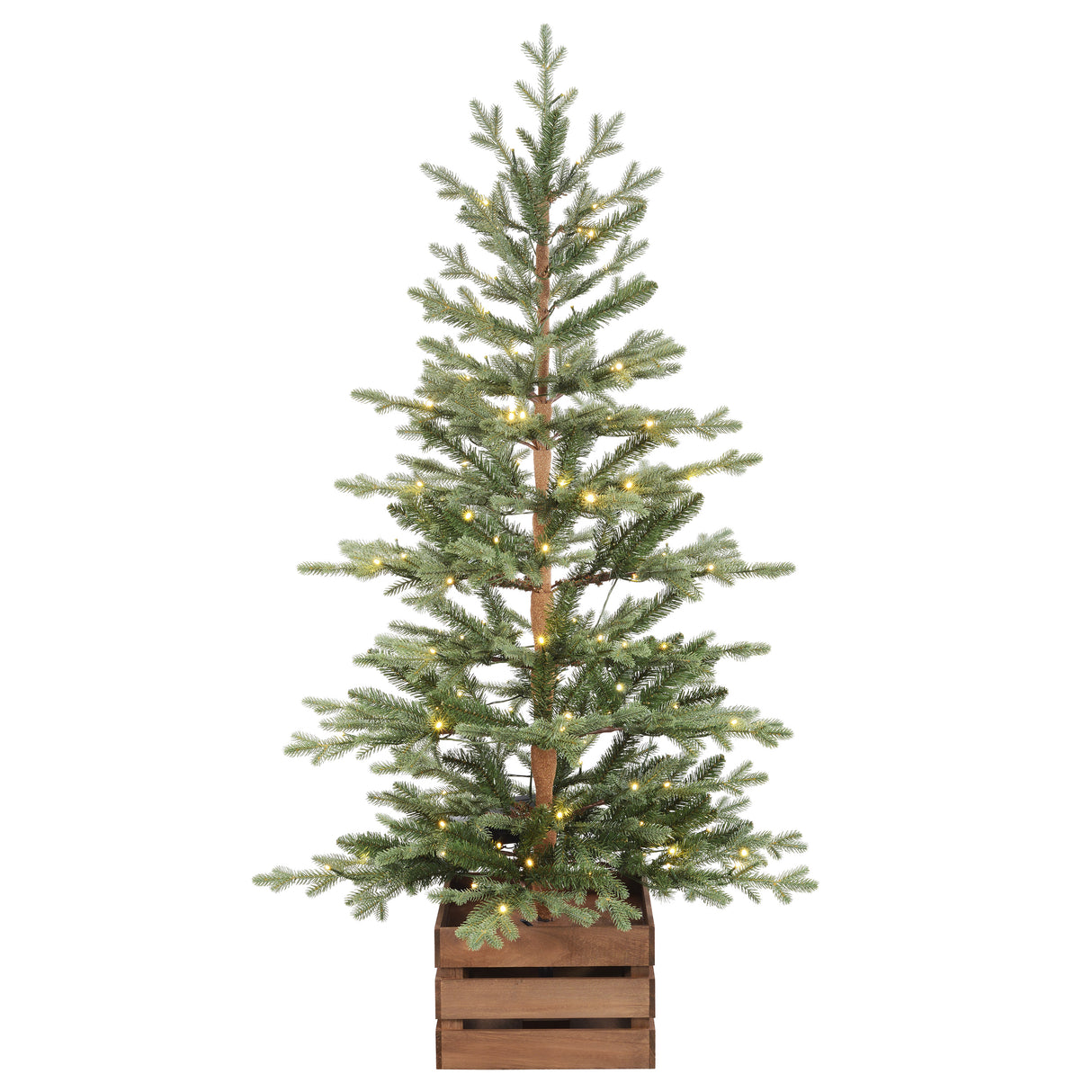 4.5 Ft. Alberta Alpine Potted Tree with 120 Warm White LED Lights - Twinkle and Steady Light Functions, Battery-Operated with Timer