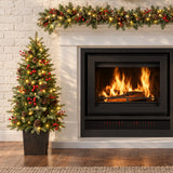 Classic Forest 4.5 Ft. Pre-Lit Potted Porch Tree with Real Pinecones in Wood Grain Pot