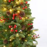 Classic Forest 4.5 Ft. Pre-Lit Potted Porch Tree with Real Pinecones in Wood Grain Pot