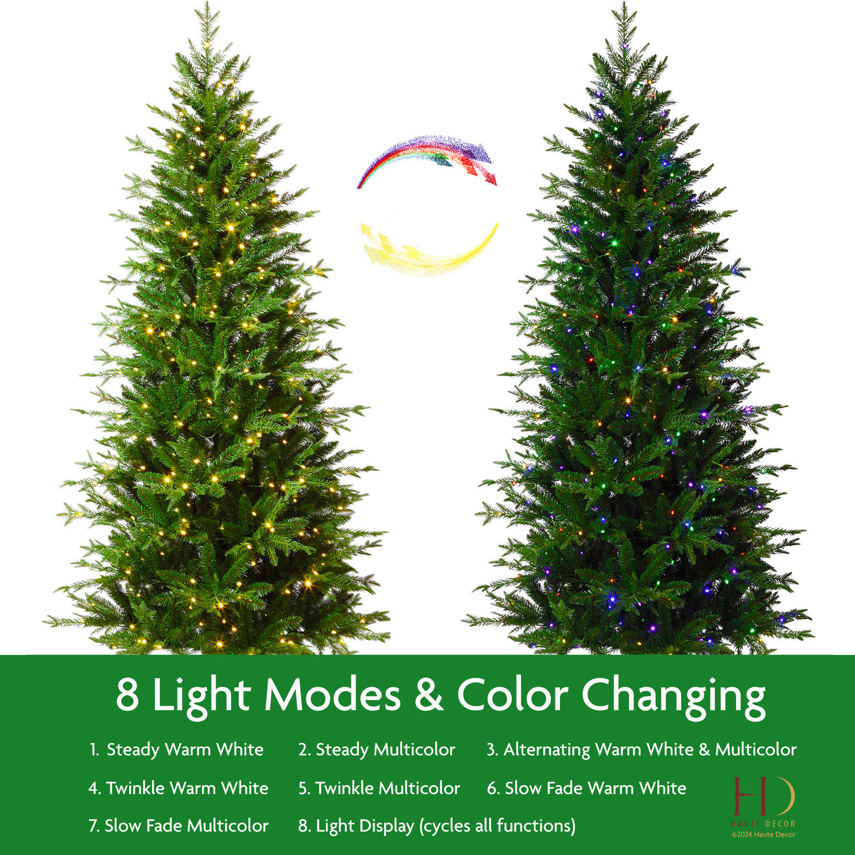 6.5 Foot Slim Asheville Fir with 8-Function Color Changing LED Lights