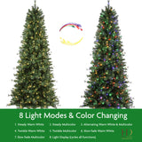 7.5 Ft. Grand Bank PE Slim Christmas Tree with 8 Function Color Changing LED Lights, and Quick Shape Technology