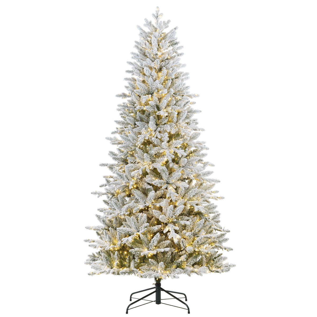 Flocked Queensbury Fir 7.5 Ft. Christmas Tree with 8 Function Lights Including Twinkle