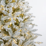 Flocked Queensbury Fir 7.5 Ft. Christmas Tree with 8 Function Lights Including Twinkle