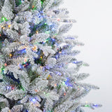 Flocked Queensbury Fir 7.5 Ft. Christmas Tree with 8 Function Lights Including Twinkle