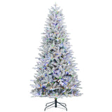 Flocked Queensbury Fir 7.5 Ft. Christmas Tree with 8 Function Lights Including Twinkle