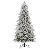 Flocked Queensbury Fir 7.5 Ft. Christmas Tree with 8 Function Lights Including Twinkle