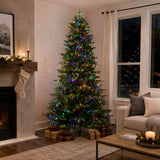 7.5 Ft. Tall Queensbury PE Fir Christmas Tree with 8 Function LED Lights, Instant Shape