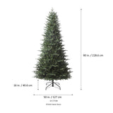 7.5 Ft. Tall Queensbury PE Fir Christmas Tree with 8 Function LED Lights, Instant Shape Memory Wire, and Foot Pedal Control