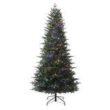 7.5 Ft. Tall Queensbury PE Fir Christmas Tree with 8 Function LED Lights, Instant Shape Memory Wire, and Foot Pedal Control