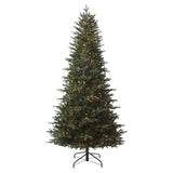 7.5 Ft. Tall Queensbury PE Fir Christmas Tree with 8 Function LED Lights, Instant Shape Memory Wire, and Foot Pedal Control