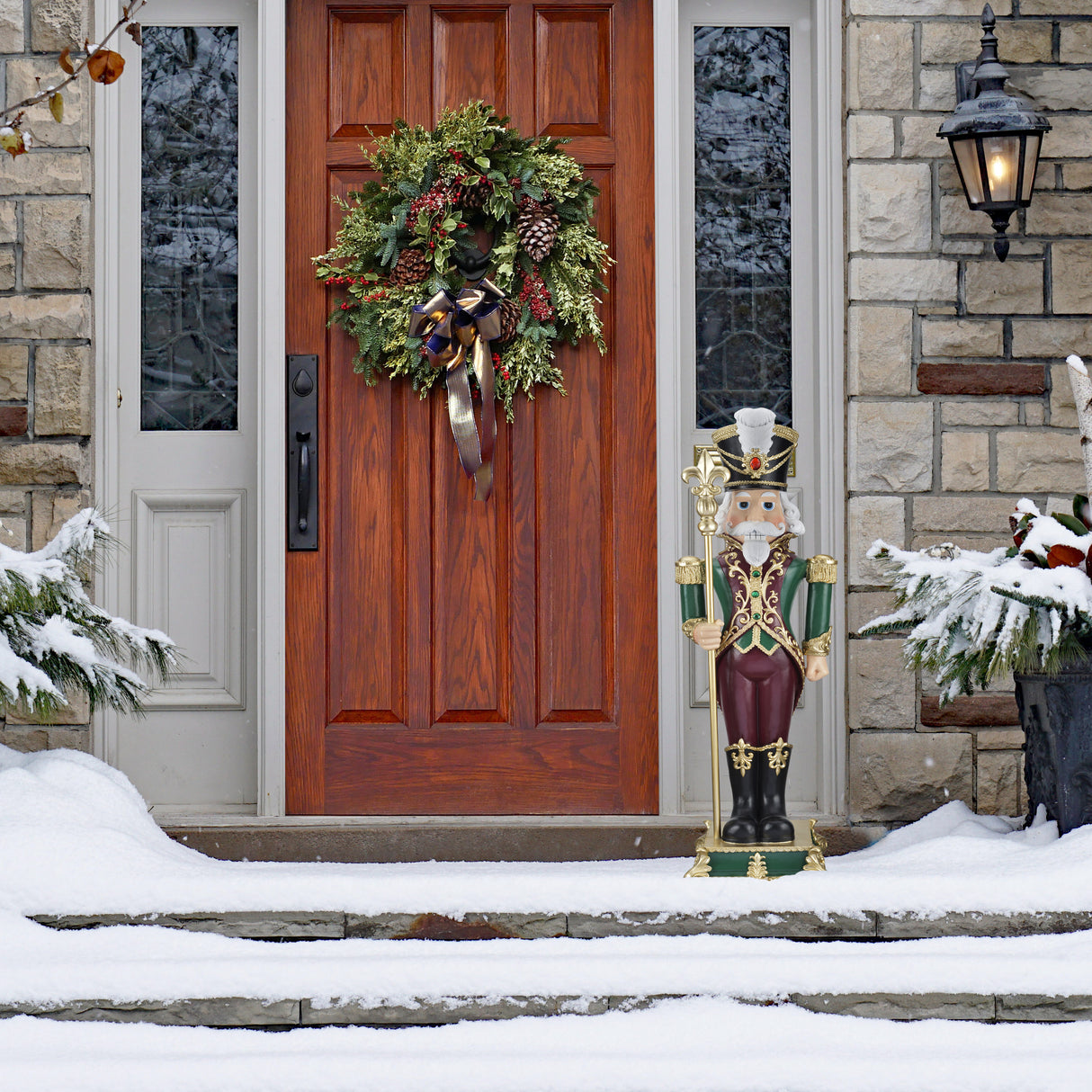35 Inch Nutcracker with Fleur de Lis