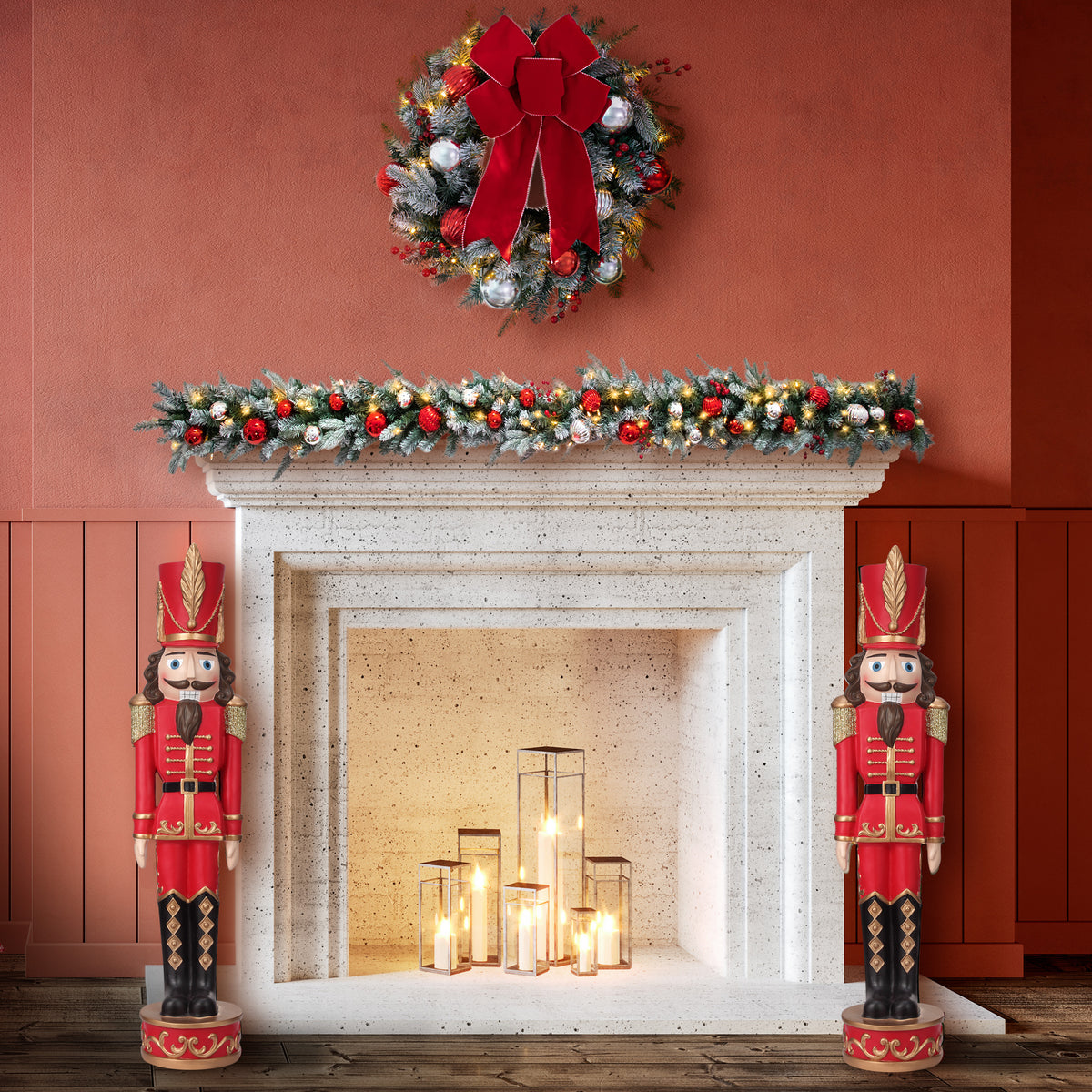 37 Inch Decorative Christmas Nutcracker -  Dark Red/Gold