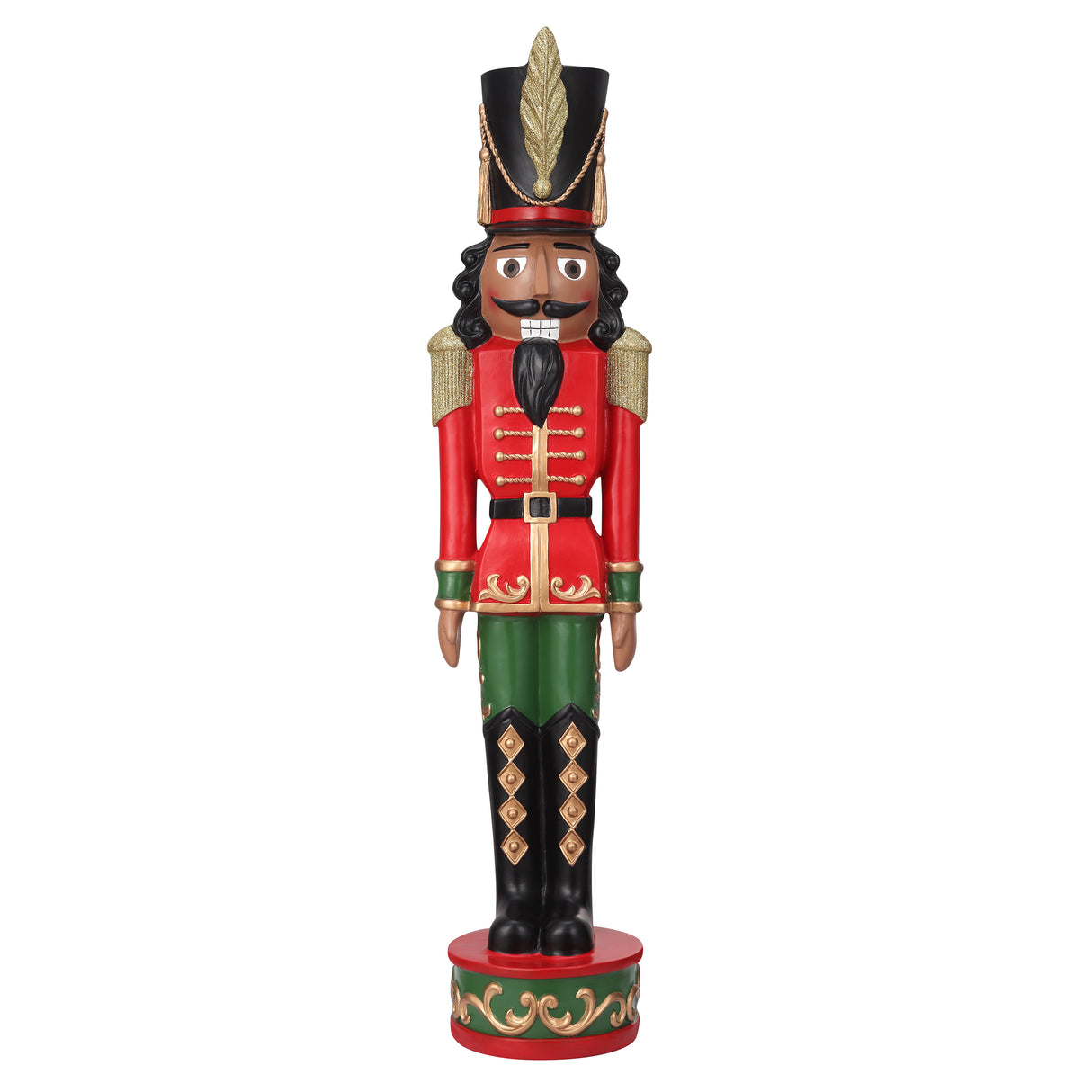 37 Inch Decorative Christmas Nutcracker -  Red/Green with Darker Skin - Solid Resin Construction Large Christmas Nutcracker