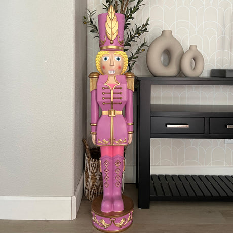 48 Inch Tall Decorative Christmas Female Nutcracker -  Purple/Gold - Solid Resin Construction Large Christmas Nutcracker