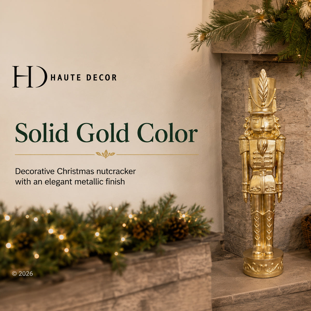 37 Inch Decorative Christmas Nutcracker -  Gold