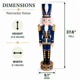 37 Inch Decorative Christmas Nutcracker -  Blue and Gold