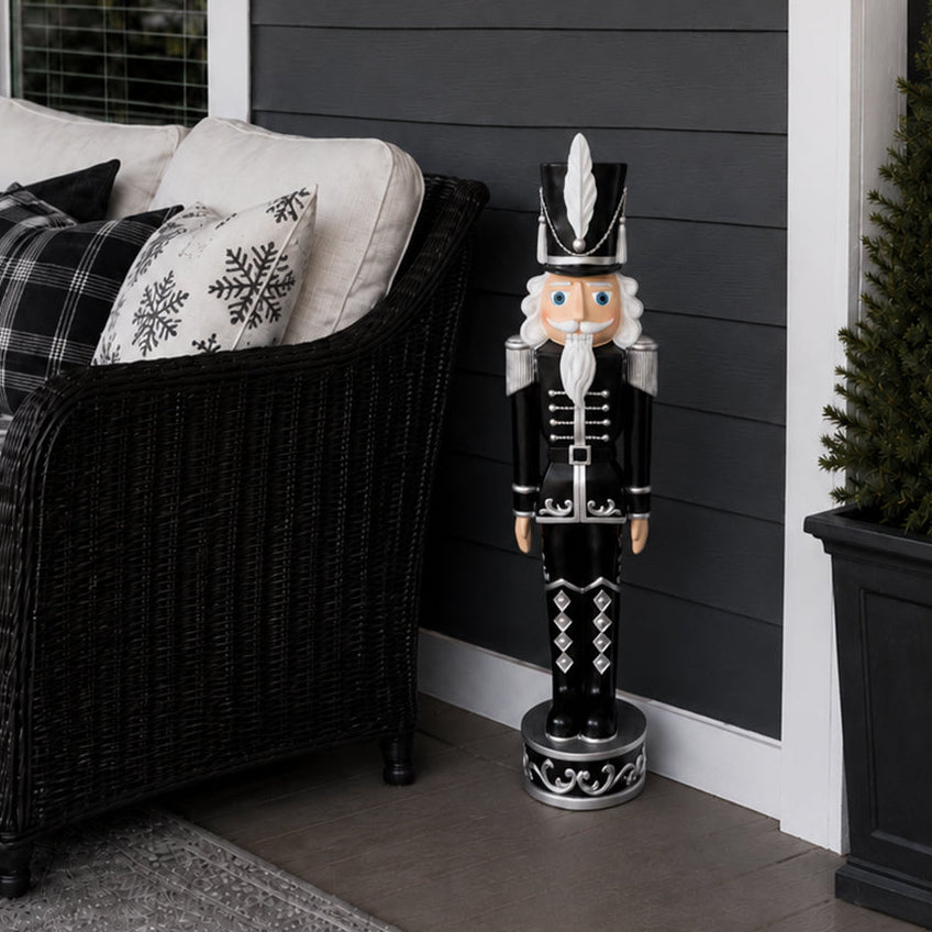 37 Inch Decorative Christmas Nutcracker -  Black and Silver