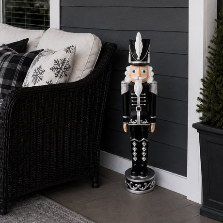 37 Inch Decorative Christmas Nutcracker -  Black and Silver