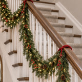 Classic Forest Pre-Lit Christmas Garland- 9 Feet Long with Twinkle Lights and Real Pinecones
