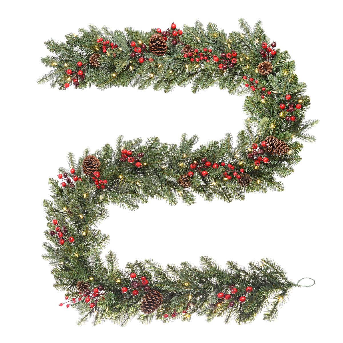 Classic Forest Pre-Lit Christmas Garland- 9 Feet Long with Twinkle Lights and Real Pinecones
