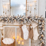 Snowy Stockbridge Pre-Lit 9 Ft. Flocked Garland with Twinkle Lights and Silver Glitter Pinecones