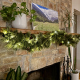 Haute Decor 6 Foot Cashmere Christmas Garland with 50 Warm White LED Lights