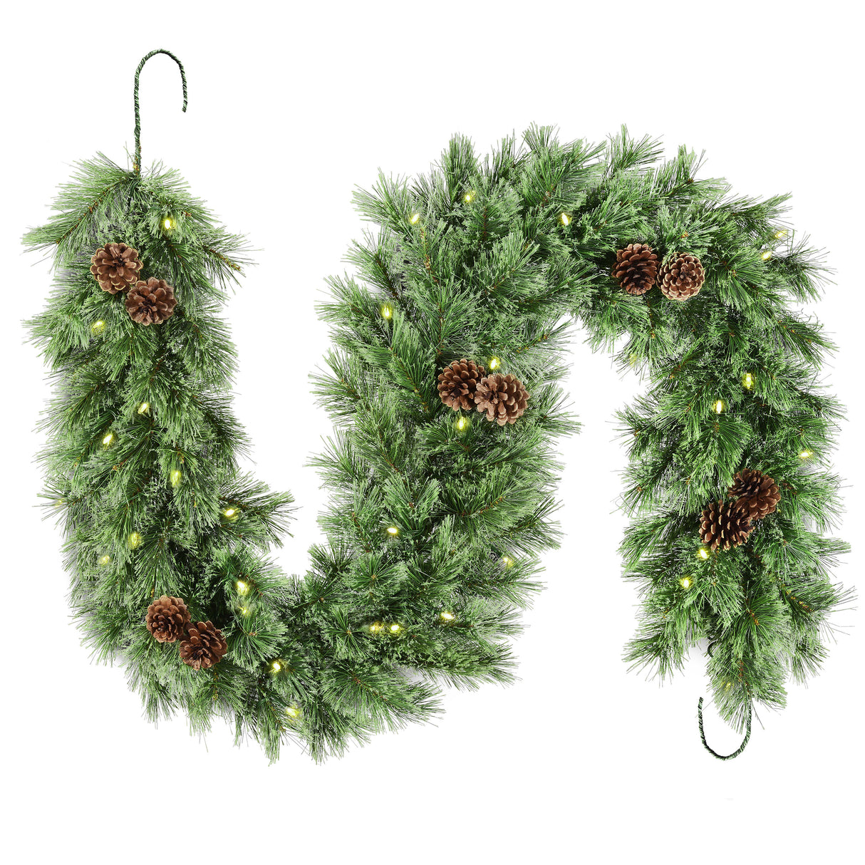 Haute Decor 6 Foot Cashmere Christmas Garland with 50 Warm White LED Lights