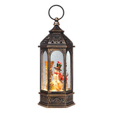 Snowburst Lantern with Snowman and Glittering Light Snow Show