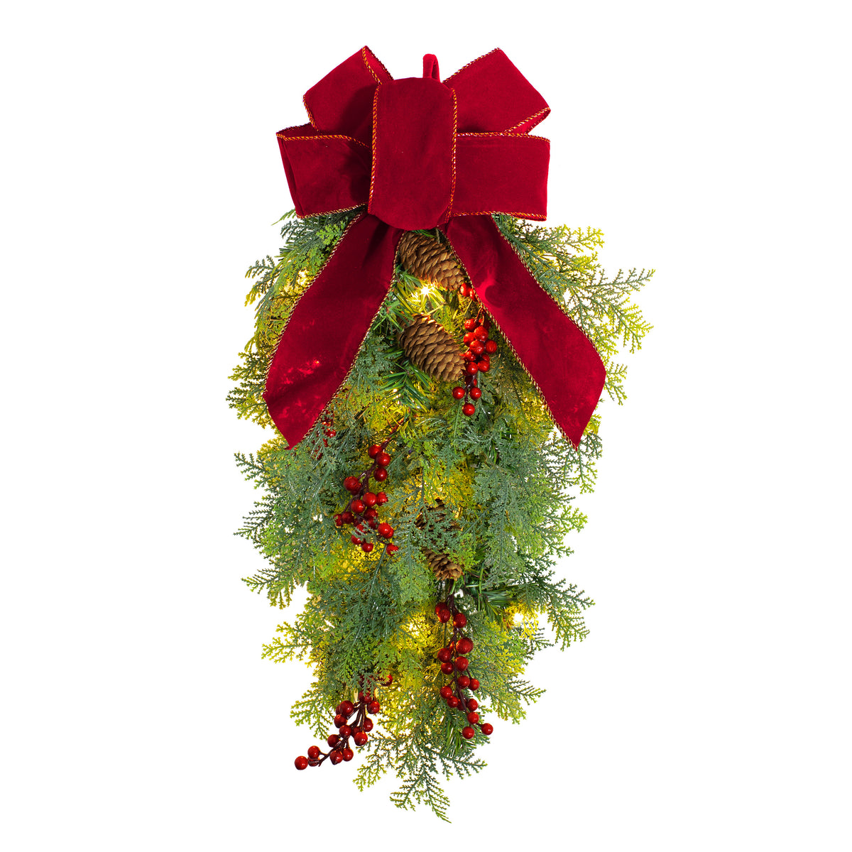 Set of 2 Pre-lit Classic Christmas Chairback Swags