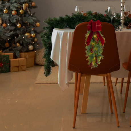 Set of 2 Pre-lit Classic Christmas Chairback Swags
