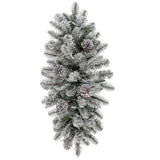 Snowy Stockbridge Pre-Lit 26 Inch Staircase Swag with Twinkle Lights and Silver Glitter Pinecones