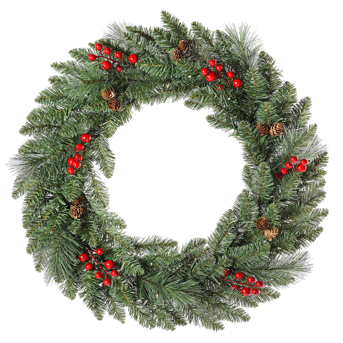 Prelit 24 Inch Classic Christmas Greenery Collapsible Wreath