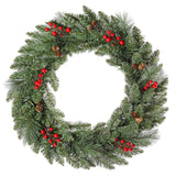 Prelit 24 Inch Classic Christmas Greenery Collapsible Wreath