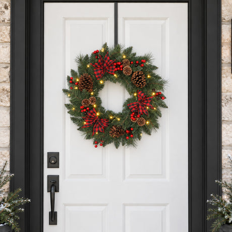 Smoky Mountain Pine 24 Inch Pre-Lit Holiday Wreath