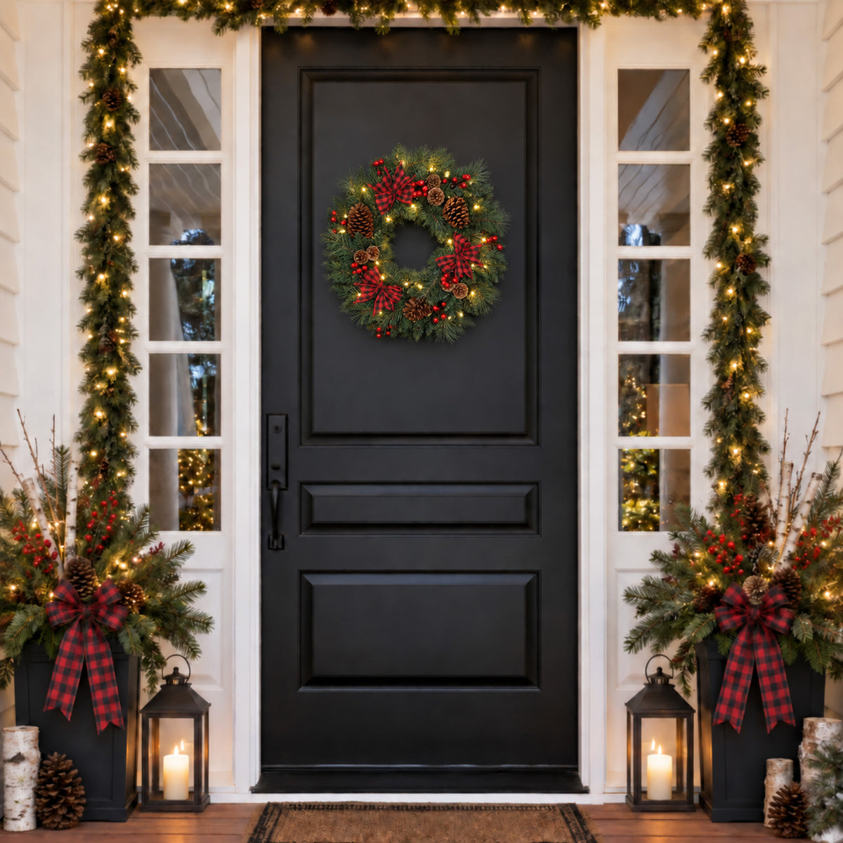Smoky Mountain Pine 24 Inch Pre-Lit Holiday Wreath