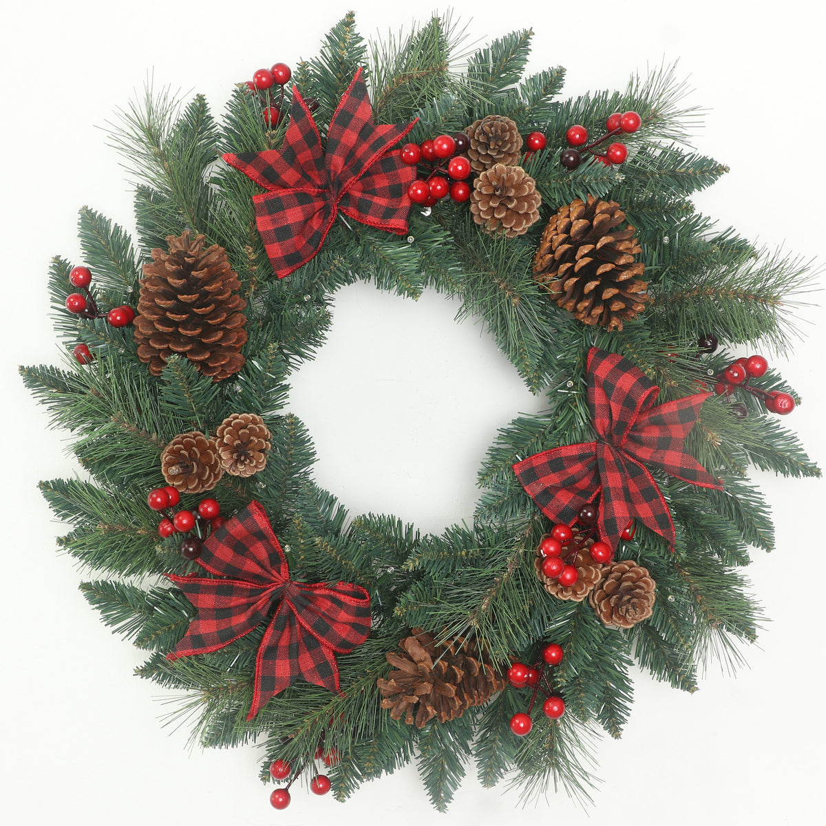 Smoky Mountain Pine 24 Inch Pre-Lit Holiday Wreath