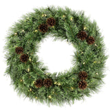 Haute Decor 24 Inch Cashmere Christmas Wreath with 50 Warm White LED Lights