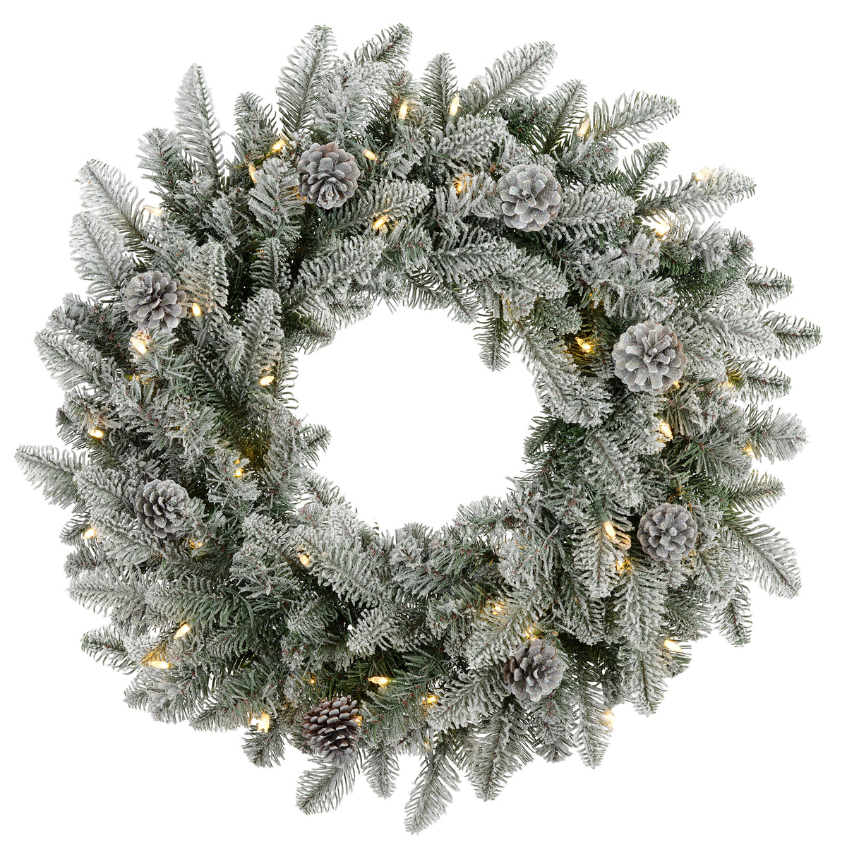 Snowy Stockbridge 24 Inch Wreath with Twinkle or Steady Light Settings