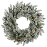 Snowy Stockbridge 24 Inch Wreath with Twinkle or Steady Light Settings