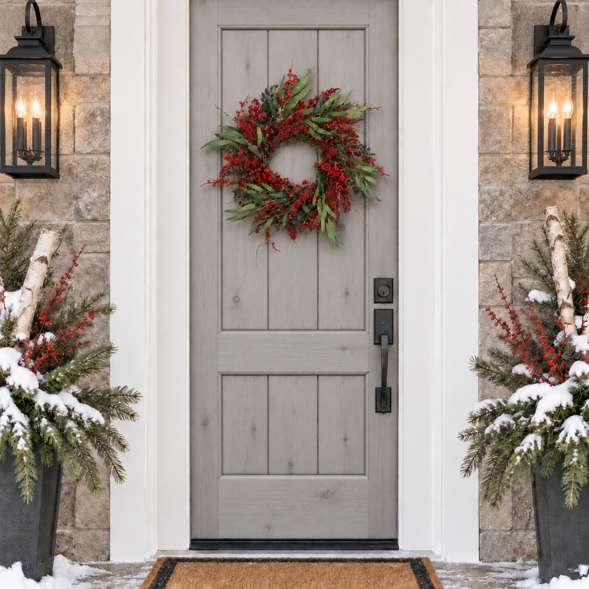 Winter Berry Olive 24 Inch Unlit Wreath