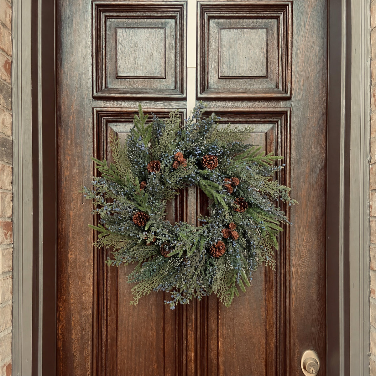 Juniper Berry Cypress 24 Inch Unlit Greenery Wreath