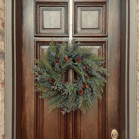 Juniper Berry Cypress 24 Inch Unlit Greenery Wreath