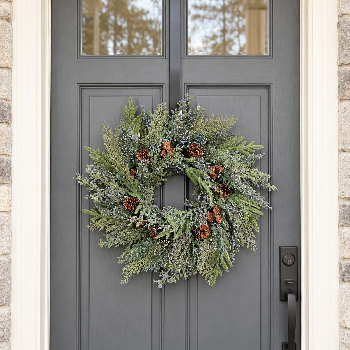 Juniper Berry Cypress 24 Inch Unlit Greenery Wreath