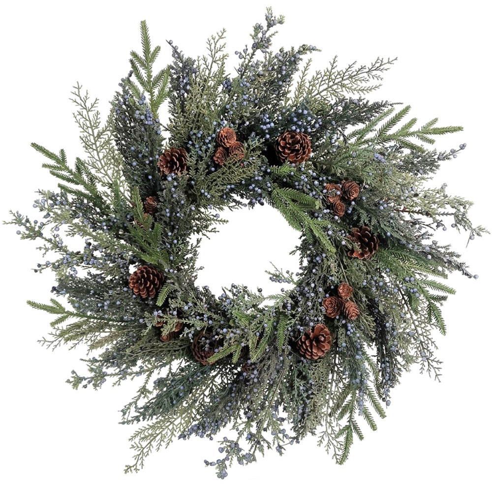 Juniper Berry Cypress 24 Inch Unlit Greenery Wreath