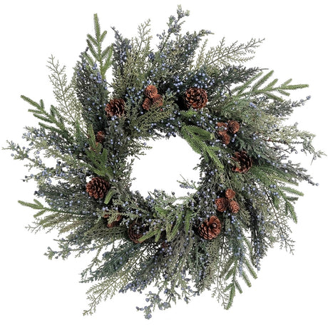 Juniper Berry Cypress 24 Inch Unlit Greenery Wreath
