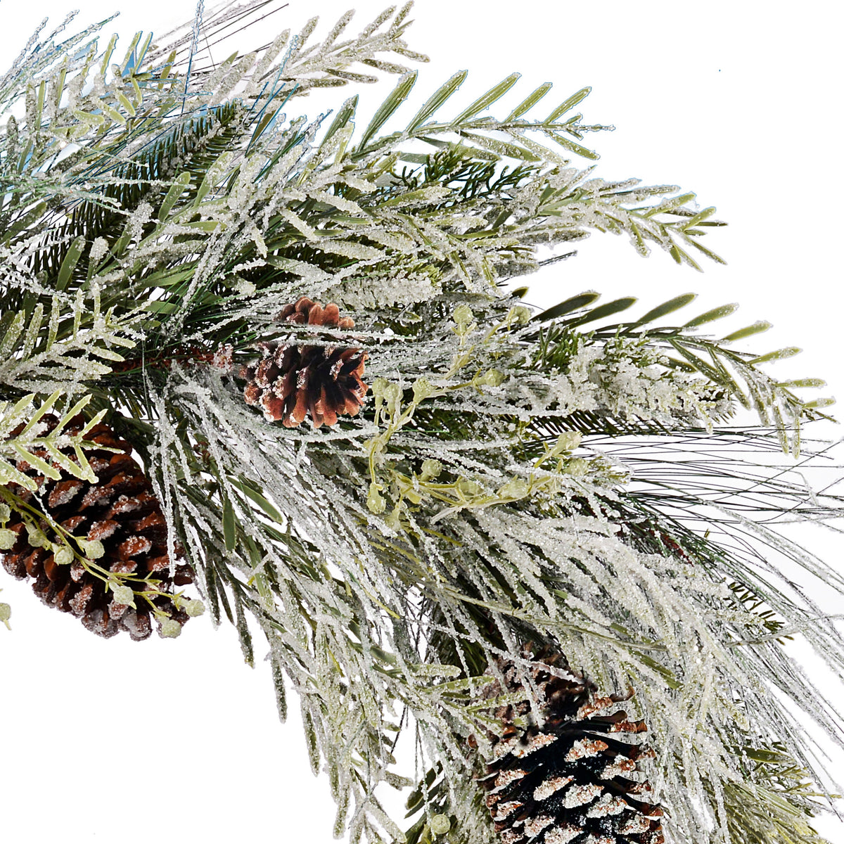 Frosted Cypress and Pine 28 Inch Unlit Greenery Wreath with Pinecones