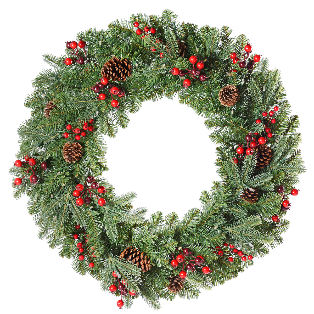 Classic Forest 30 Inch Christmas Wreath with Twinkle Lights